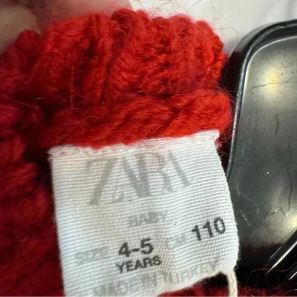 NWT ZARA GIRLS RED CABLE KNIT POPCORN SWEATER  Size 4-5 - Picture 4 of 9